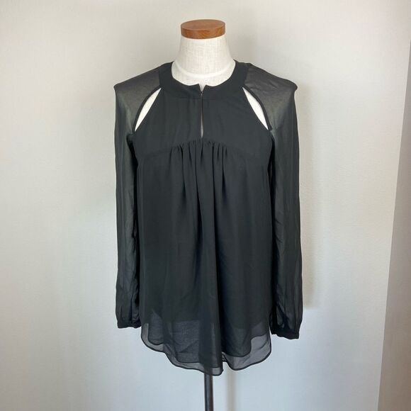 1. State Sheer Keyhole Long Sleeve Blouse - Picture 1 of 6